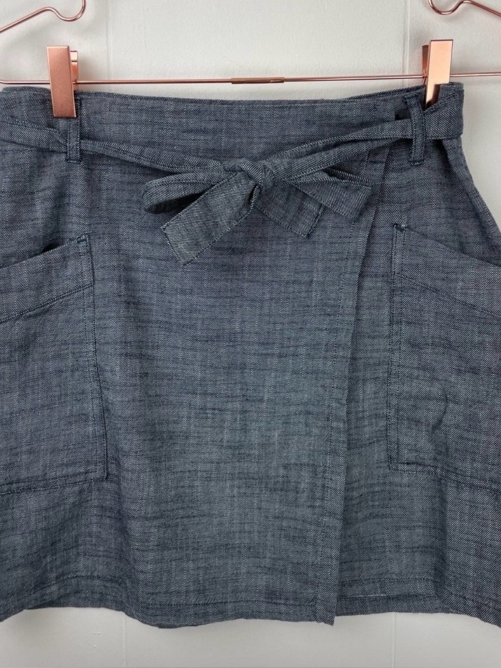 Gap Factory Chambray Mini Tie-Front Wrap Skirt